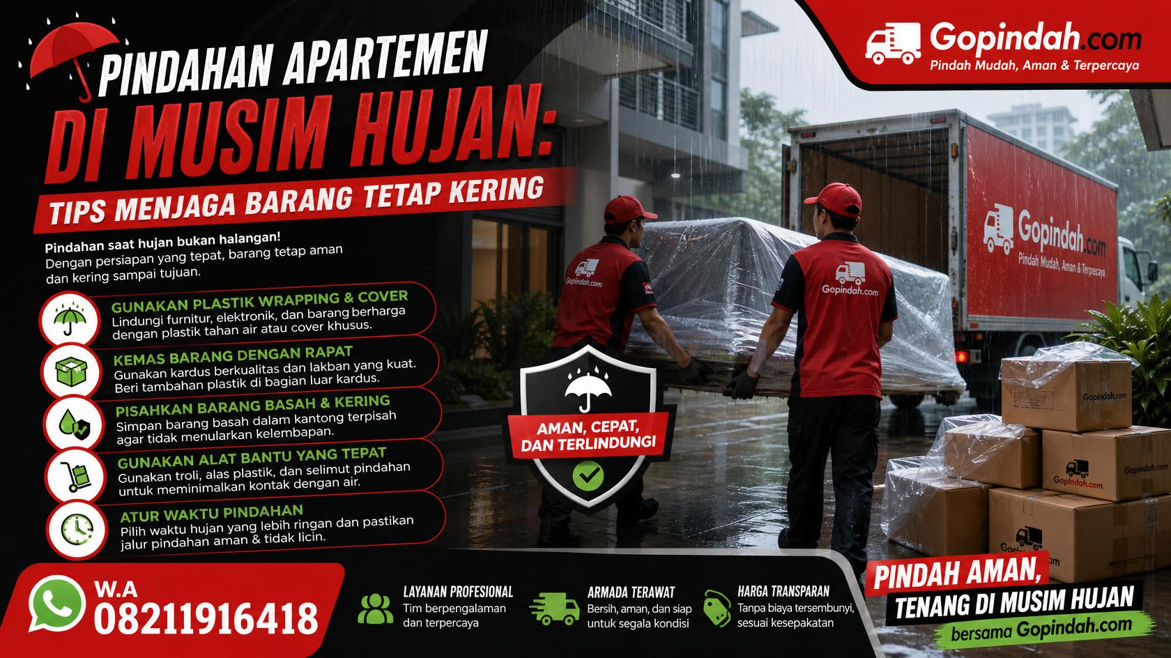 Pindahan Apartemen di Musim Hujan Tips Menjaga Barang Tetap Kering